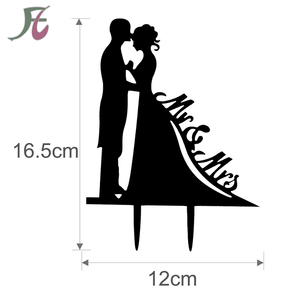 Décoration de gâteau de mariage personnalisée en forme de silhouette de baiser, mariée et marié, topper de gâteau en acrylique - Product Image 3