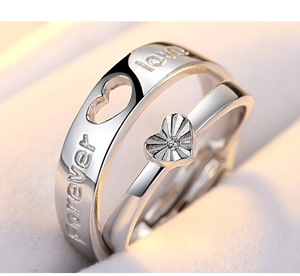 Personnalisé 925 bijoux de mode en argent sterling réglable pour toujours amour bague de mariage couples anneaux pour amoureux - Product Image 3
