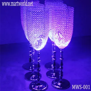 Candelabros de cristal LED para decoração de casamento, suporte central para decoração de casamentos (MWS-001)