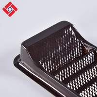Pla Wegwerp Huisdier Zwart Plastic Rechthoekige Verdeeld Dessert Sushi Lade Sushi Doos Met Deksel, Plastic Ronde Transparant Voedsel, fruit