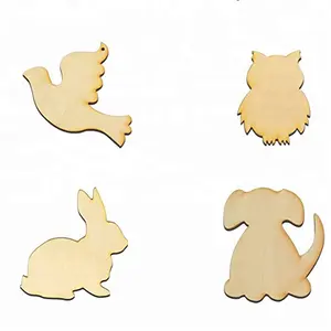 Dongguan factory custom blank DIY Houten animal Vorm Stukken Voor craft