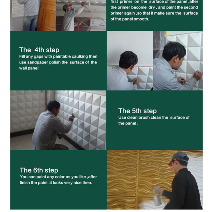Fire Prevention Waterproof Decorative 3D Wall Panels 19.7x19.7inch