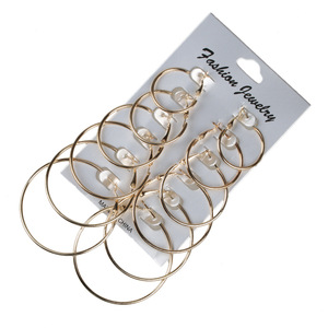 Mode 6 paires/<span class=keywords><strong>carte</strong></span> boucles d'oreilles créoles à la mode pour les femmes en gros N240476 - Product Image 2