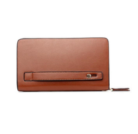 Leinasen Dompet Kulit PU Pria, Dompet Ritsleting Ganda Kapasitas Besar