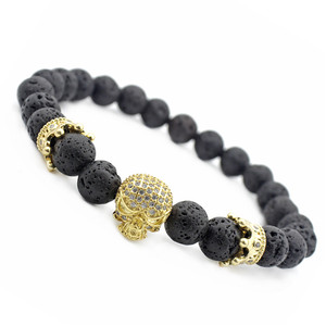 Bracelets en pierre Zircon, produits tendance pour hommes, breloque en forme <span class=keywords><strong>de</strong></span> crâne, <span class=keywords><strong>de</strong></span> pierre Zircon, avec perles volcaniques, gemme, 2018 - Product Image 4