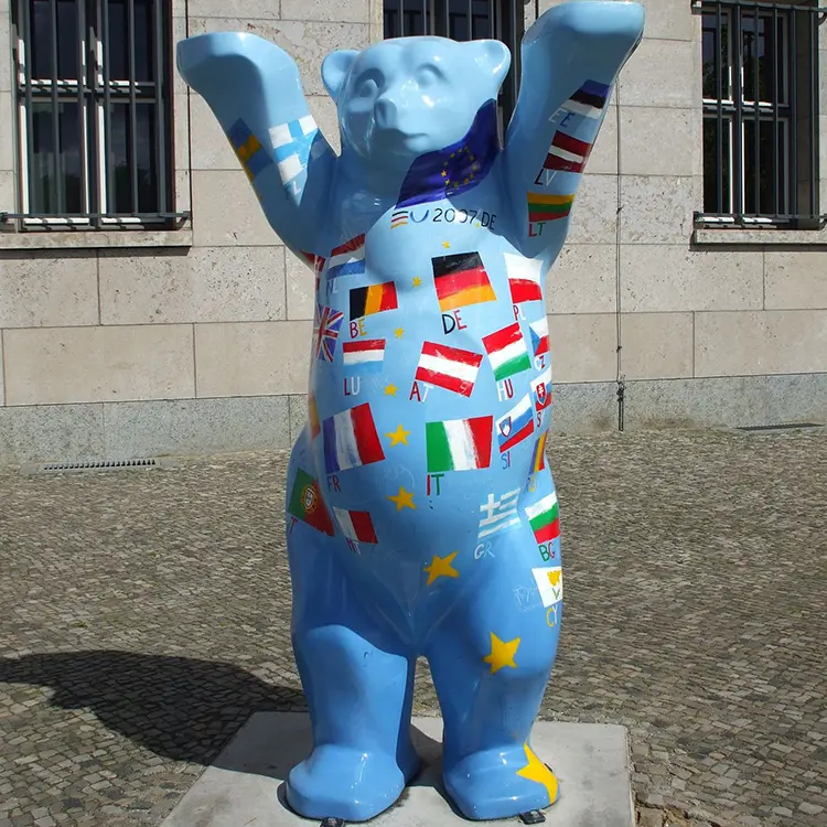 Statue d'animaux en résine pvc, taille de vie mascotte, ourson en fibre de verre