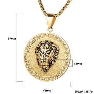 Marlary Usine Vente En Vrac Personnalisé En Acier Inoxydable <span class=keywords><strong>de</strong></span> Tête <span class=keywords><strong>de</strong></span> <span class=keywords><strong>Lion</strong></span> en <span class=keywords><strong>Or</strong></span> CZ <span class=keywords><strong>Pendentif</strong></span> - Product Image 2