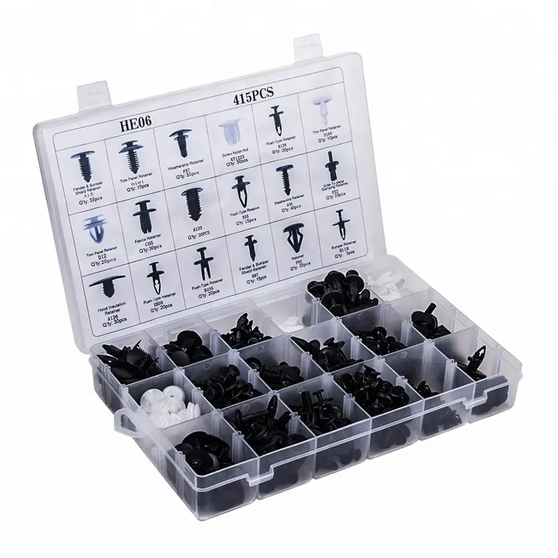 Hoge Kwaliteit Groothandel Aangepaste 415 Pcs Klinknagels Clip Trim Met Remival Auto Clip Set Fabricage Auto Clips