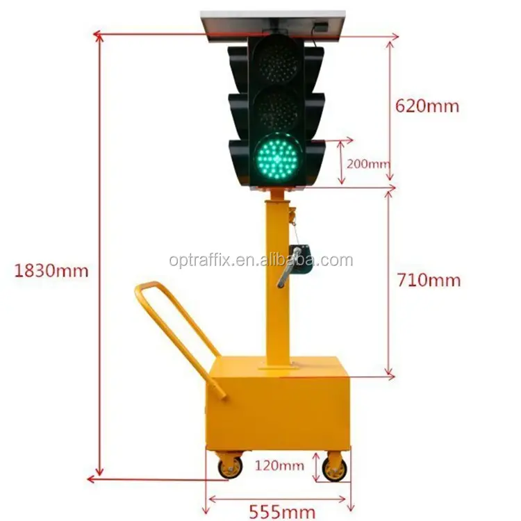 195201A Prezzo A Buon Mercato Giallo Verde LED Rosso di Energia solare Portatile di Un Senso di Semafori A LED, Semafori A LED