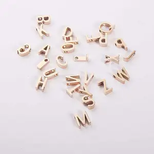 Rose Gold Überzogene A-Z Alphabet Edelstahl Hoch Poliert Angepasst Brief Charms Anhänger für Schmuck Machen