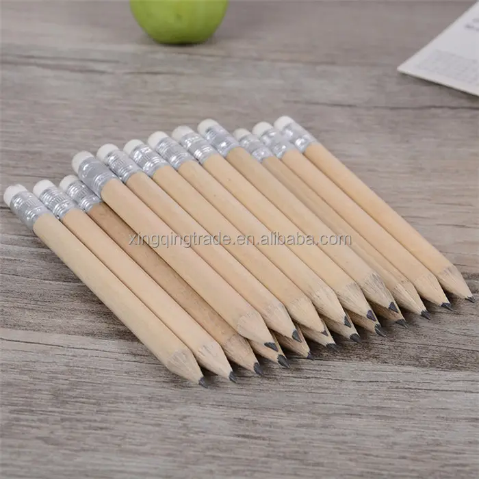 มินิขนาดไม้ที่เรียบง่ายHBดินสอกับยางลบเข้าสู่ระบบดินสอสั้นขนาดดินสอสำหรับเด็กและเด็ก