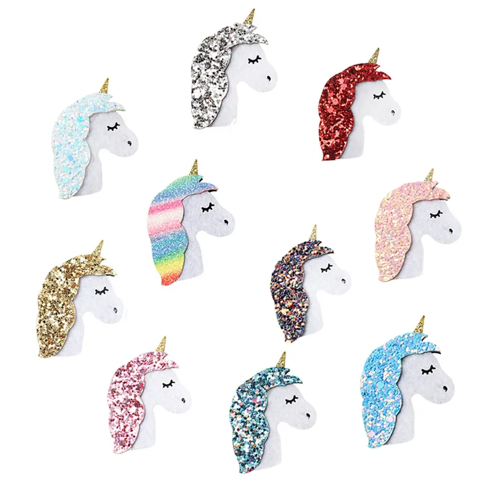 1.5 "Unicorn Parti Malzemeleri Özel Sequins Boynuz Kafa Bandı saç aksesuarları Bebek Kızlar Için