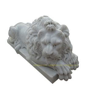 Açık bahçe kapısı süs mermer Lions heykelleri hayvan heykel - Product Image 6