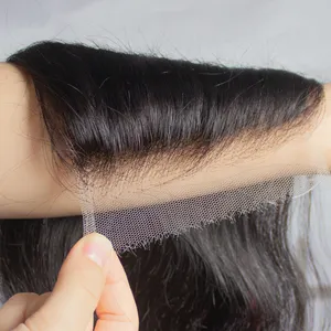 Perruque Lace Closure wig très Fine avec mèche péruvienne, extension de cheveux naturels vierges, cheveux bouclés, Lace Frontal HD