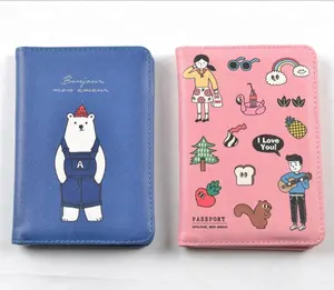 Business Cartoon Passport Card Holder Cover Bulk PU Leather Custom Printed Customized 7 Days Letter Accepted Eco Friendly Hansun