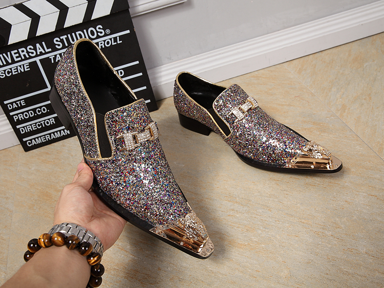green emerald velvet dress OneDrop Handmade Sequin Black Men Velvet Dress Shoes Wedding Party Prom Loafers Black / 12.5 main image 0
