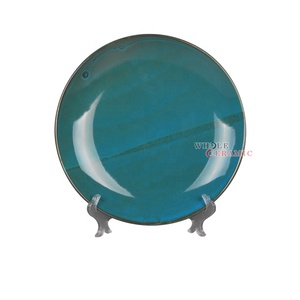 Buona qualità gres reattiva smalto a <span class=keywords><strong>due</strong></span> tonalità di blu <span class=keywords><strong>set</strong></span> di stoviglie ciotole tazze piatti tazza e piattino Teiera Zucchero Ciotola di Crema brocca - Product Image 3