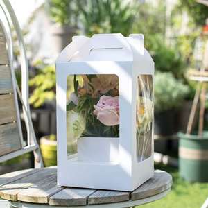 Nedeins — sac à main de luxe avec fenêtre en pvc, boîte à fleurs transparente sur les trois côtés, pour la saint-valentin, coffret cadeau blanc pour les roses - Product Image 6