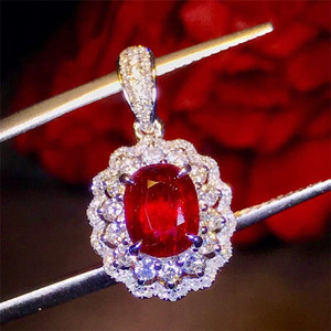 Collier en or 18 carats SGARIT avec diamant véritable d'Afrique du Sud, <span class=keywords><strong>rubis</strong></span> rouge sang de pigeon naturel non traité de 1,11 carat, <span class=keywords><strong>bijoux</strong></span> en pierres précieuses - Product Image 1