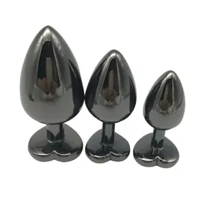 Hartvormige Pluggen Set Zwart Kristal Staal Sieraden Butt Plug Seksspeeltjes Product