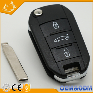Porte-clés de voiture à 3 boutons rabattable, <span class=keywords><strong>coque</strong></span> de protection <span class=keywords><strong>pour</strong></span> véhicule de <span class=keywords><strong>Peugeot</strong></span> 3008, 301, <span class=keywords><strong>308</strong></span>, 408, 508, accessoires - Product Image 1