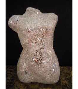 Table basse en mosaïque de verre craquelé de style rococo italien, faite à la main, avec support à thé, concept de décoration intérieure - Product Image 3