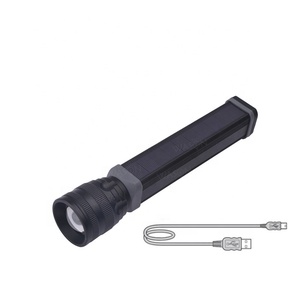 Nouvelle version la plus brillante zoom longue forme carrée énergie solaire d'urgence 3.7v lampe de poche LED rechargeable torche avec chargeur USB - Product Image 1