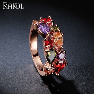 خواتم أحجار ملونة RP012 من RAKOL خواتم كريستال مطلية بالذهب الموضة - Product Image 4