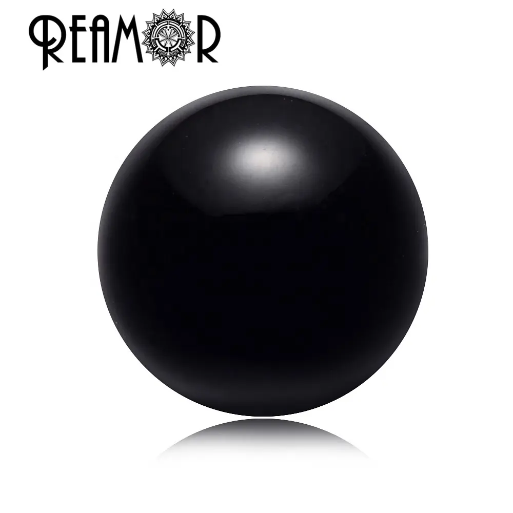 REAMOR Round Black Onyx Pedra Natural Beads Pequeno Buraco Contas Encantos Para DIY Pulseira Corda Jóias Fazendo Atacado 6 /8 /10mm