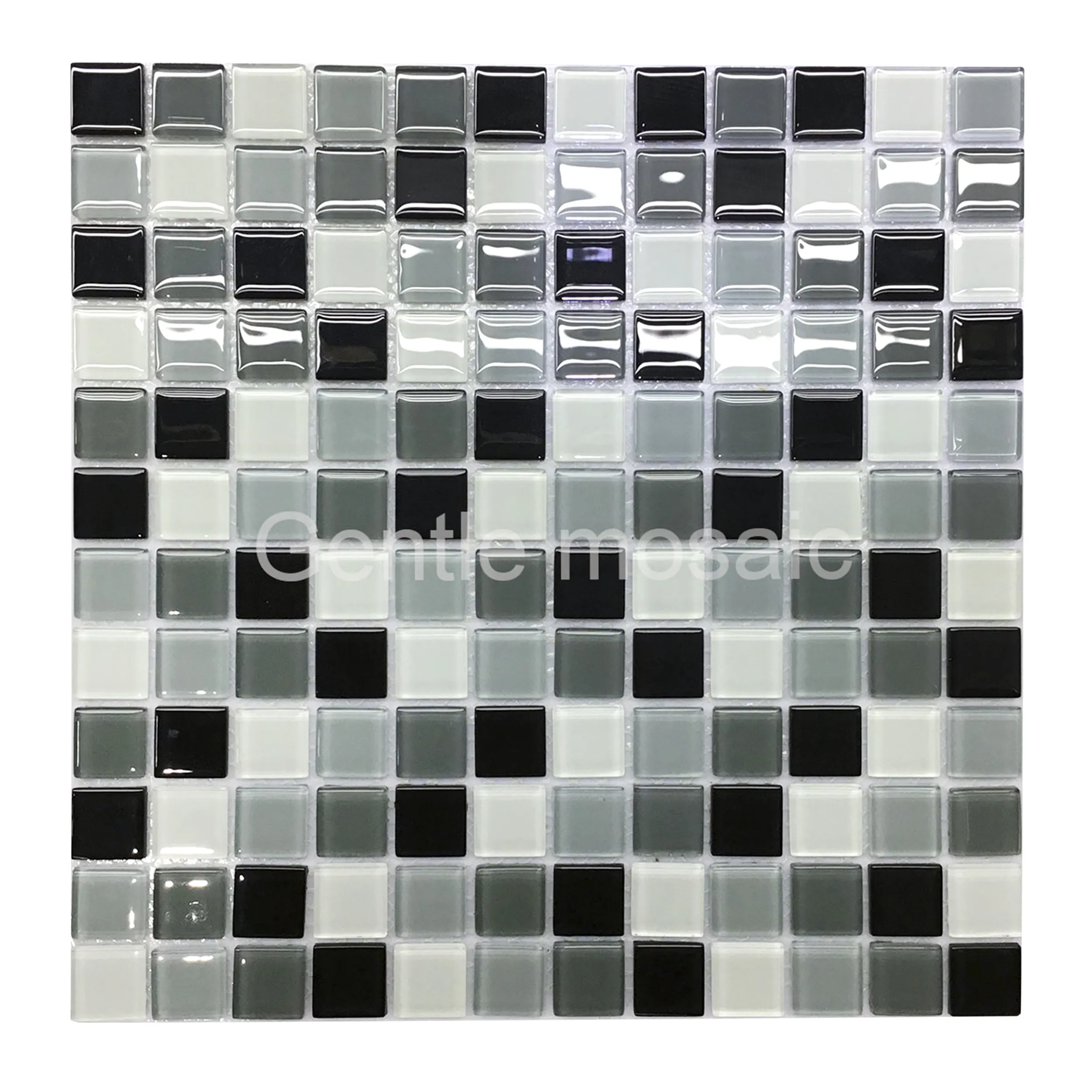 De alta calidad de la decoración de la pared de azulejo de baño alicatados cuadrado 4 mm negro y blanco popular barato de mosaico de vidrio