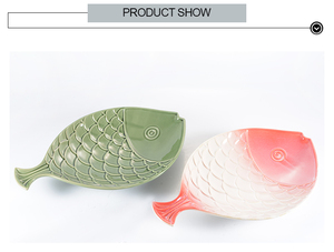 Forma de <span class=keywords><strong>pescado</strong></span> vajilla de cerámica placa para la cena - Product Image 2