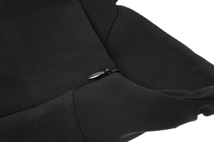 Vendita calda estate vestito Sexy per le donne nero senza spalline alla spalla irregolare pieghettato naturale fatto Chiffon diretto - Product Image 5