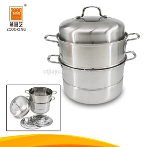 Ensemble de cuisson vapeur pour <span class=keywords><strong>couscous</strong></span> avec 2 plateaux, OEM/ODM, en acier inoxydable poli miroir intérieur et extérieur, 28 cm, 30 cm, couvercle visible en métal - Product Image 6