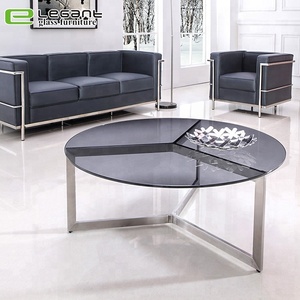<strong>Rotatable</strong> Stainless Steel <strong>Coffee</strong> <strong>Table</strong> with Tempered Glass Top - Product Image 4