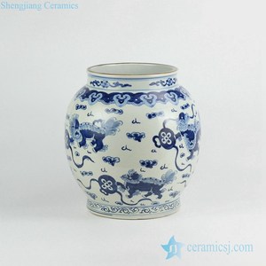 RZKY09 mano de pintura china <span class=keywords><strong>León</strong></span> jugar con bola de seda patrón porcelana urna - Product Image 3