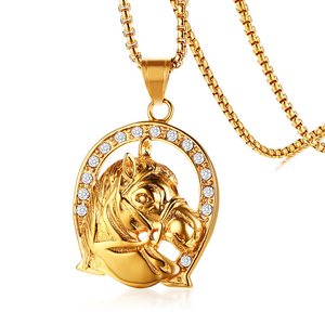Gioielli in oro di strass <span class=keywords><strong>cavallo</strong></span> <span class=keywords><strong>collana</strong></span> pendente di fusione - Product Image 1