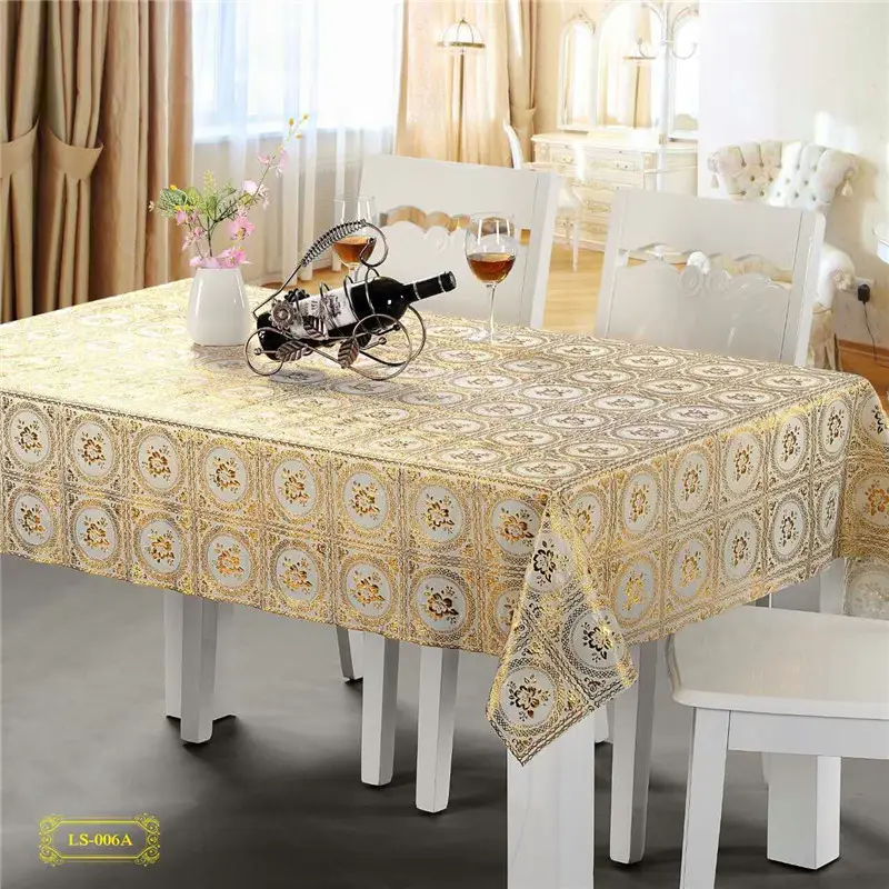 Used Dubai Table Cloth Golden & Silvery PVC Table Line