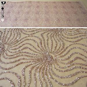 60 Inch Nieuwe Glitter Dyeable Mesh Stof Fancy Rose Goud Gekleurde Sequin Tulle Lace