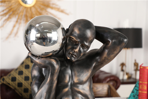 Statue d'homme <span class=keywords><strong>de</strong></span> fer noir abstrait pour décoration intérieure moderne en acier inoxydable - Product Image 6