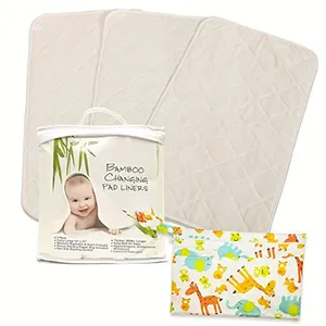 Washable Waterproof Baby Changing Pads 6 Pack - Extra Soft Bamboo Material,  Reusable, Leak Proof, Absorbent, Stain Protective Cover- use in Diaper Bag  for Traveling, in Nursery or Around The House changing