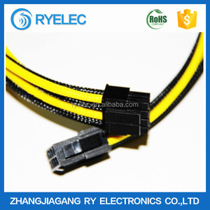 Molex5557 8-pin stecker auf 2 * 4pin Molex5557 buchse Gelb und schwarz braid kabelbaum - Product Image 2