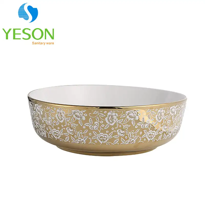 Chaozhou Keramik Waschbecken golden bemaltes Porzellan beste Sanitär keramik in Indien