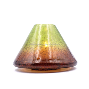 Soplado a mano crackle multicolor se desvaneció gran base de vidrio sostenedor de vela - Product Image 3