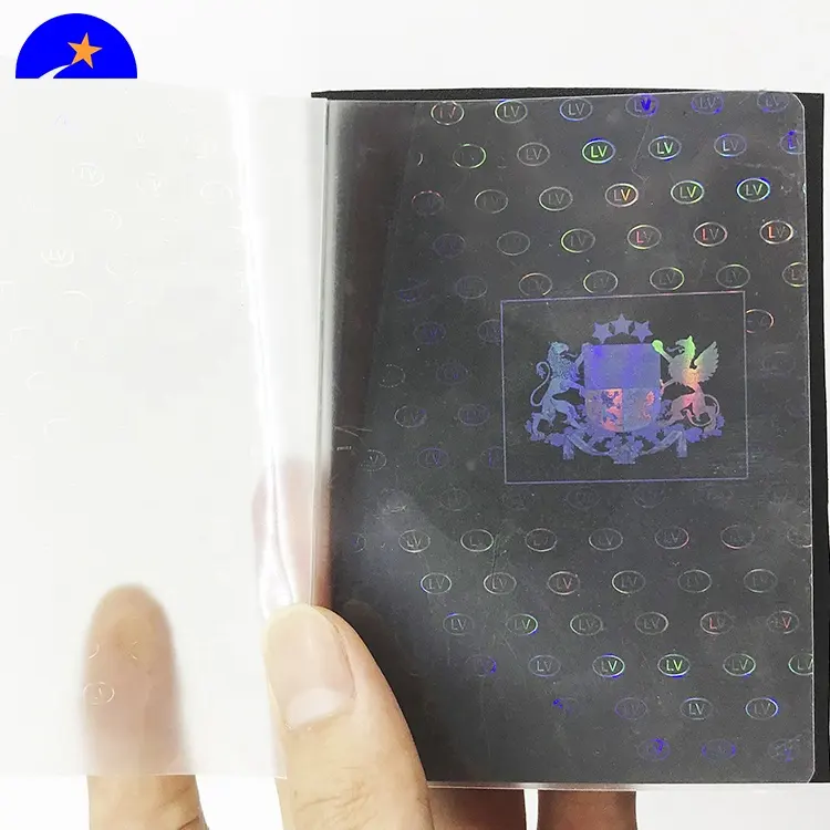 Carta personalizzata UV laminazione pellicola id ologramma overlay, trasparente laminazione laser ologramma pellicola ologramma pouch id carte