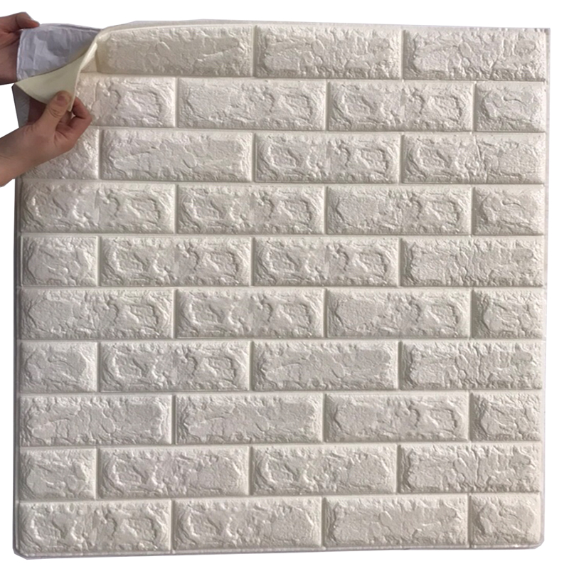 Papel tapiz de espuma 3D para decoración del hogar, azulejos de pared autoadhesivos, papel tapiz de espuma de ladrillo, color blanco cálido, venta al por mayor