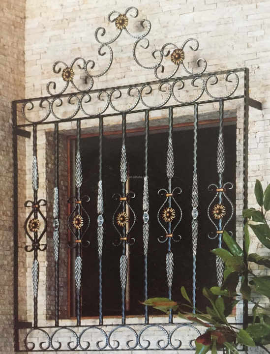 Ornamental Wrought Iron Window Grill Design for Security