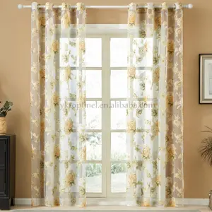 Cortinas de tule para cortinas, para quarto, cozinha, floral, estampa de varanda, sombreamento solar