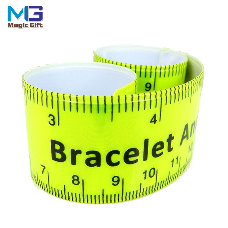 Russia style custom printing reflective wristband ruler slap bracelet for student