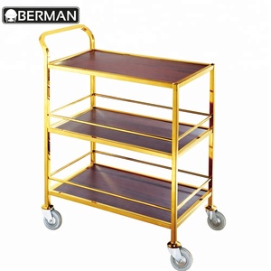 Berman Hotel Restaurant Metal 3 Tier Buffet Food Transport <strong>Serving</strong> <strong>Trolley</strong>/ Cart - Product Image 5