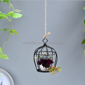 Commercio all'ingrosso interni esterni giardino appeso filo di metallo birdcage pianta fiore pentola titolare con la <span class=keywords><strong>corda</strong></span> - Product Image 4